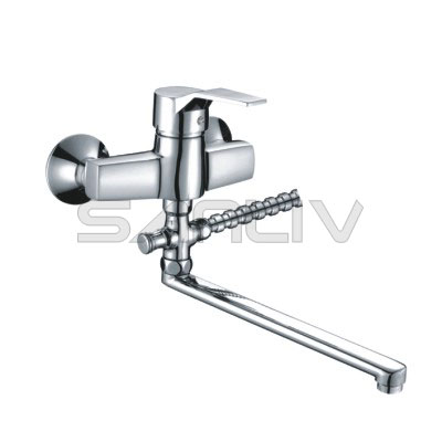 Brass Bath Shower Mixer with Diverter and 35cm Long Faucet Spout