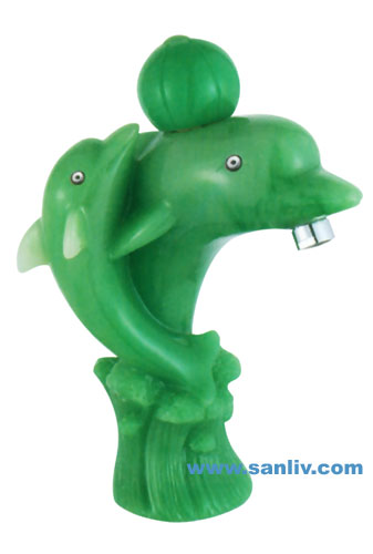 Dolphin Lavatory Faucet in Green Stone Material Dolphin Lavatory Faucet