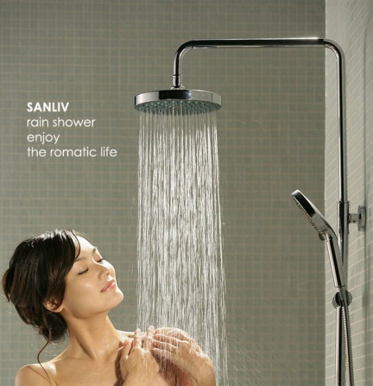 Beautiful Lady under Romatic Rain Bath Shower Picture