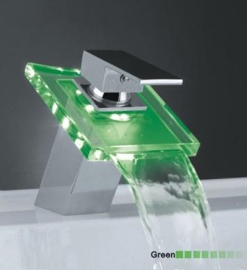 LED Light Waterfall Taps LED Color Changing bathroom sink tap photo