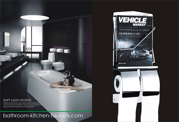 Bathroom Magazine Rack and Toliet Tissue Rolls Holder Combo