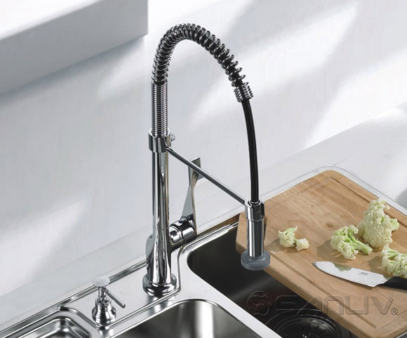 acrylic pull out spray kitchen sink mono mixer tap