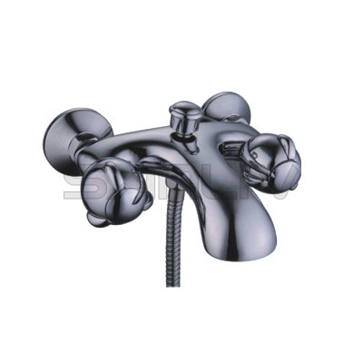 Wall Mounted Two Handle Bathtub and Shower Faucet Chrome