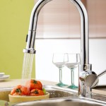 single handle wall mount kitchen faucet with spray hose