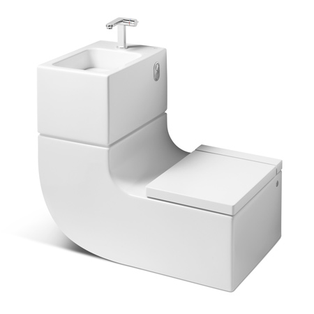 Use the waste water from basin to toilet seat