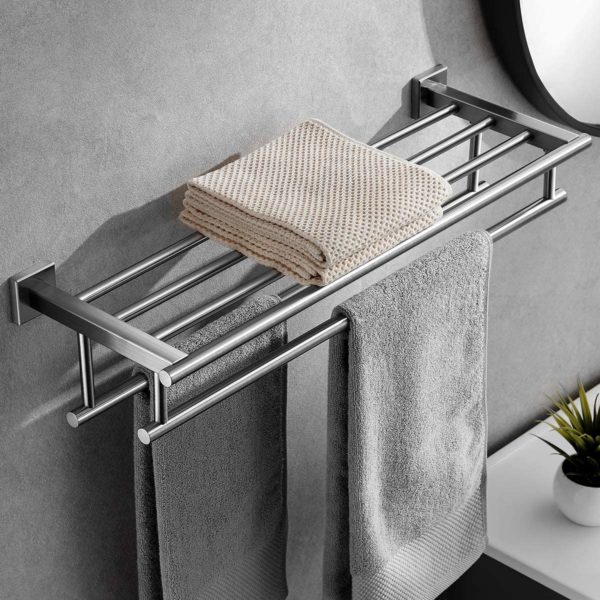 Folding Towel Rack Shelf For Small Bathroom Design | Bathroom-Kitchen ...