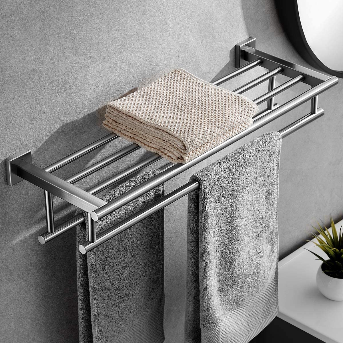 Organizador de porta-toalhas de hotel para banheiro prateleira de parede de níquel escovado