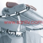 Bath Towel Bar Shelf with Double Robe Hooks