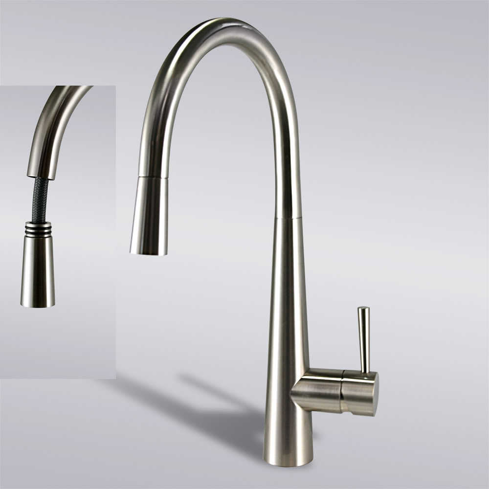 Brushed Nickel Pull Out Kitchen Faucet In USA And Canada Bathroom   Brushed Nickel Pull Out Kitchen Tap 