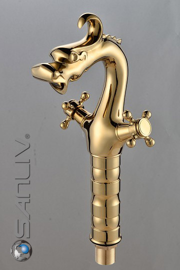 Gold Dragon Two Handle High Vessel Sink Faucet Design