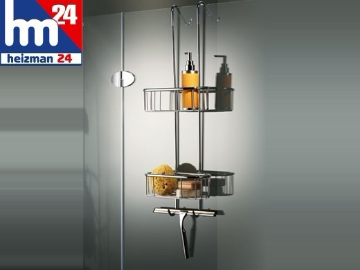 Basket Shower Caddy Shelf Hangs from Shower Enclosures or Curtain Rod