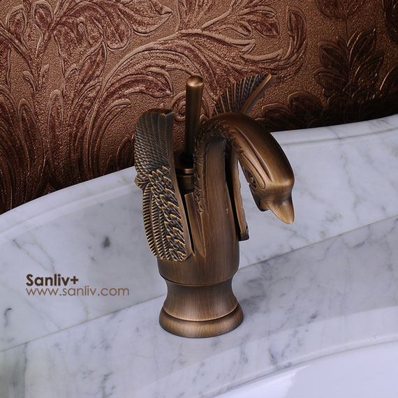 Swan Style Antique Bronze Basin Mixer Taps