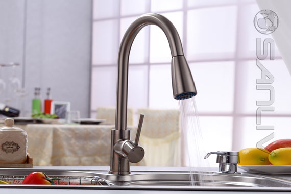 Nichel spazzolato Single Handle Pull Out rubinetti della cucina