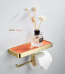Gold Double Roll Toilet Paper Holders with Hermes Orange Shelf